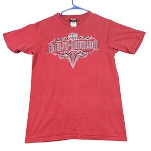 Vintage Harley-Davidson Shirt Mens Medium Red Route 66 Tulsa Oklahoma 2000s